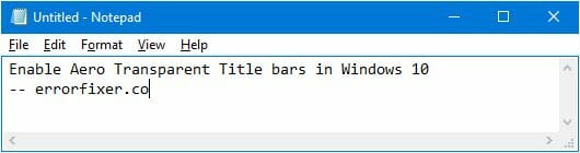 transparent title bar windows 10